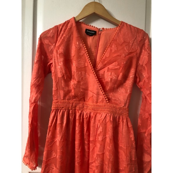 BEBE Coral Orange Jaquard Maxi Dress - Picture 4 of 6